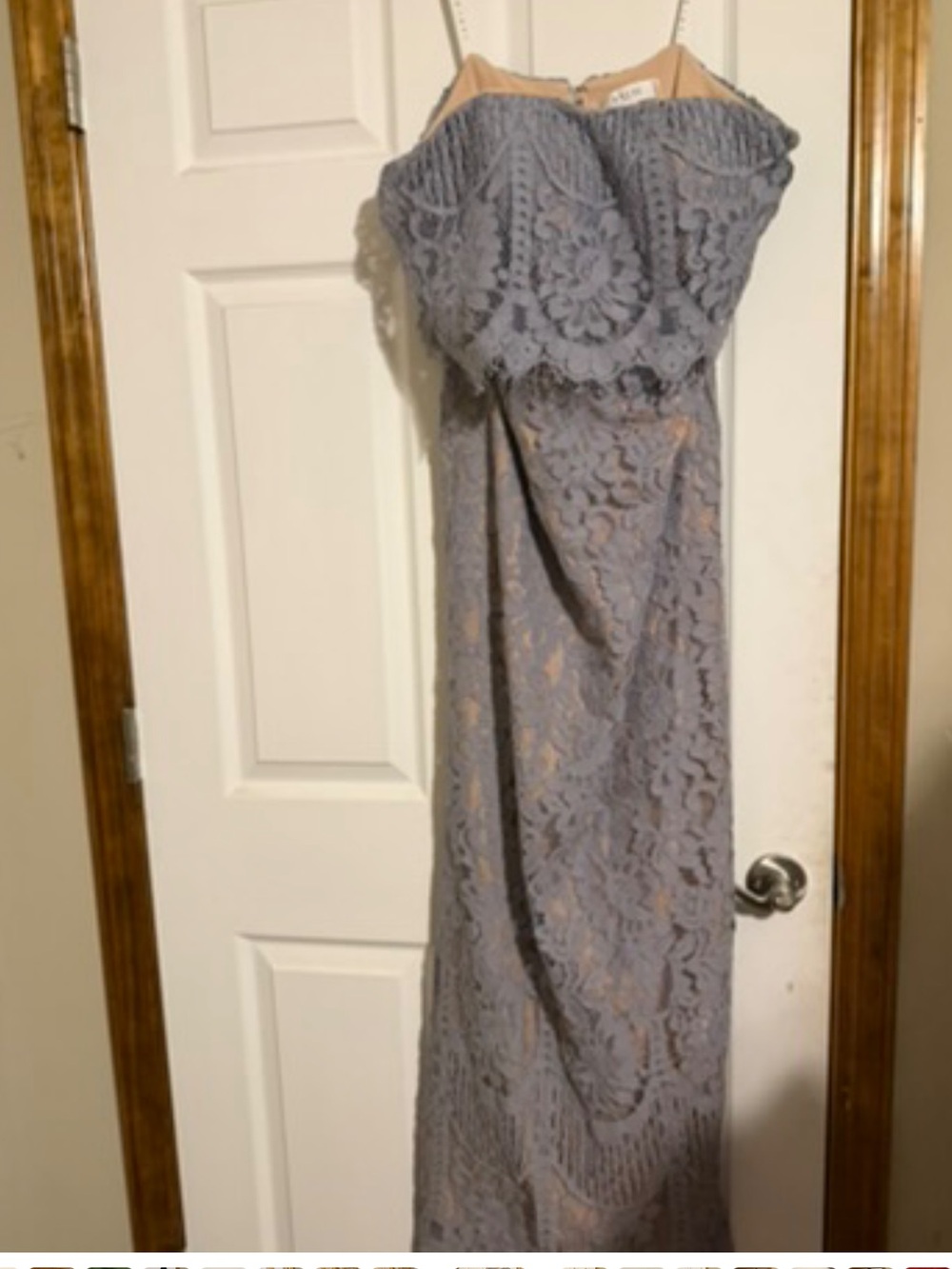 Jarlo London Adeline Maxi bandeau-style lace overlay ash gray blue size 16 - Picture 3 of 5